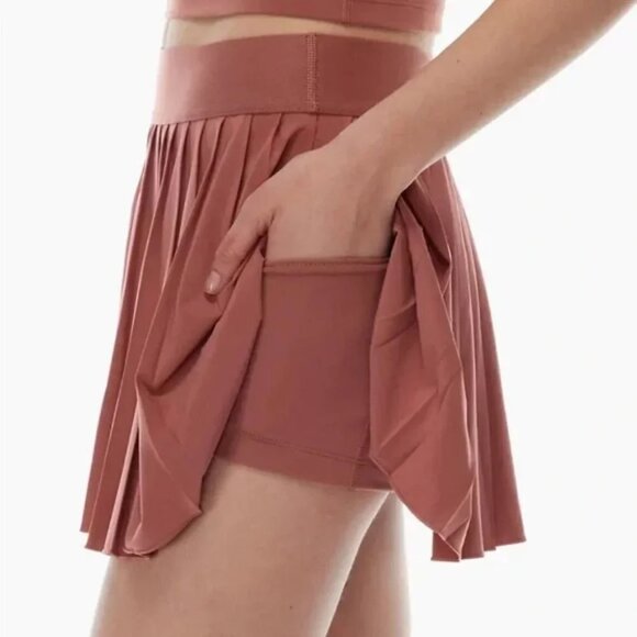Aritzia TNA SET Tennis Golf Pro Micro Pleated Skirt + Top Red Agril Size Medium - Picture 5 of 12